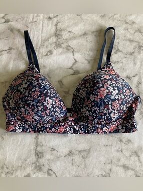 Floral Navy lightly padded bra